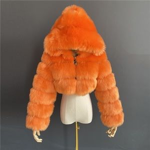 NEW ORANGE FAUX FUR JACKET